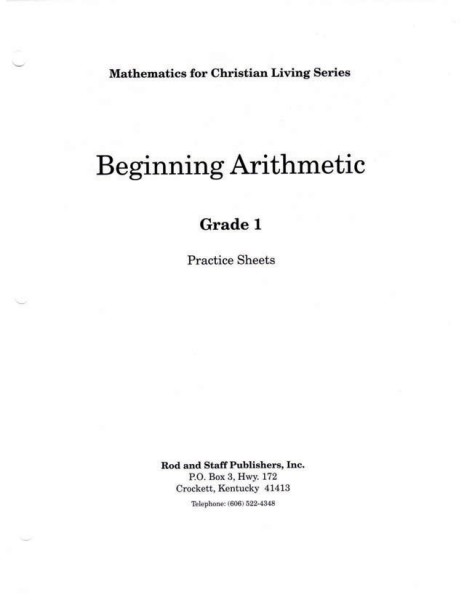 Beginning Arithmetic: Grade 1 Practice Sheets